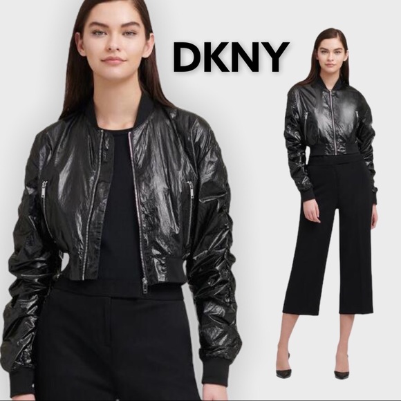 NWT DKNY Bomber w/ Ruched sleeves jacket - Picture 1 of 7